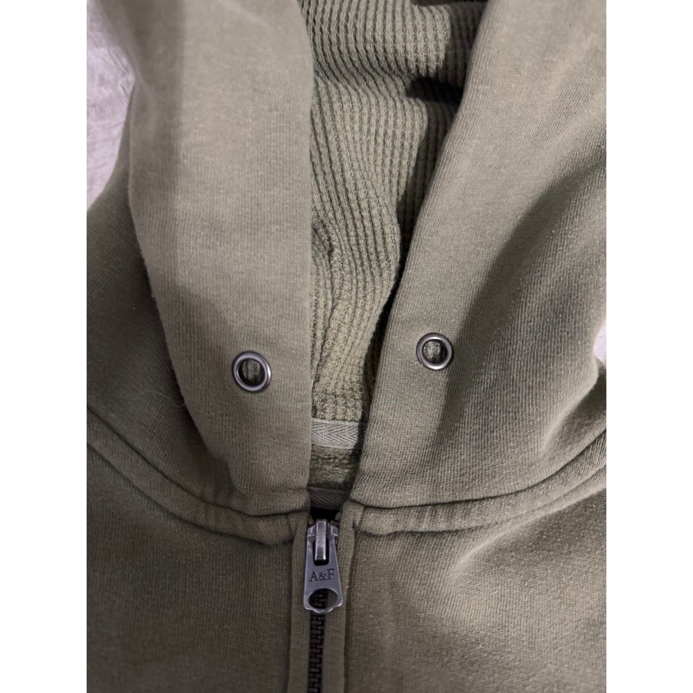 Abercrombie & Fitch green patch spell out Y2K soft AF fleece full zip hoodie SM - Picture 8 of 8